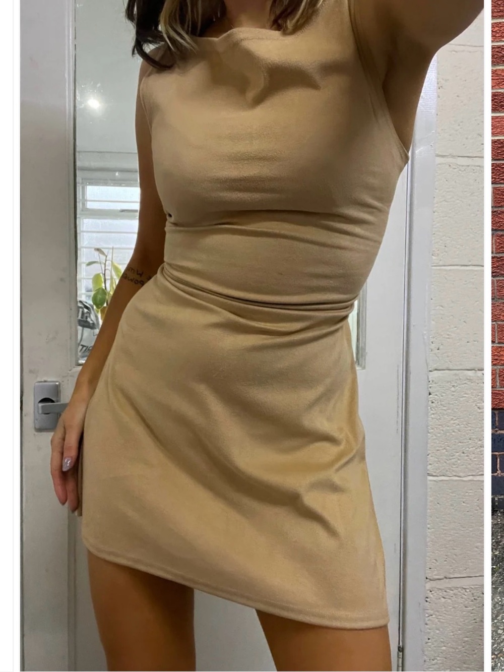 NWT Hissy Fit Clothing Tan Mini Dress with Ties
